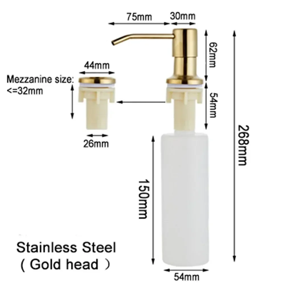 Soap dispenser high quality soap bottle replacement sink soap stainless steel 1pcs head home kitchen liquid lotion practical