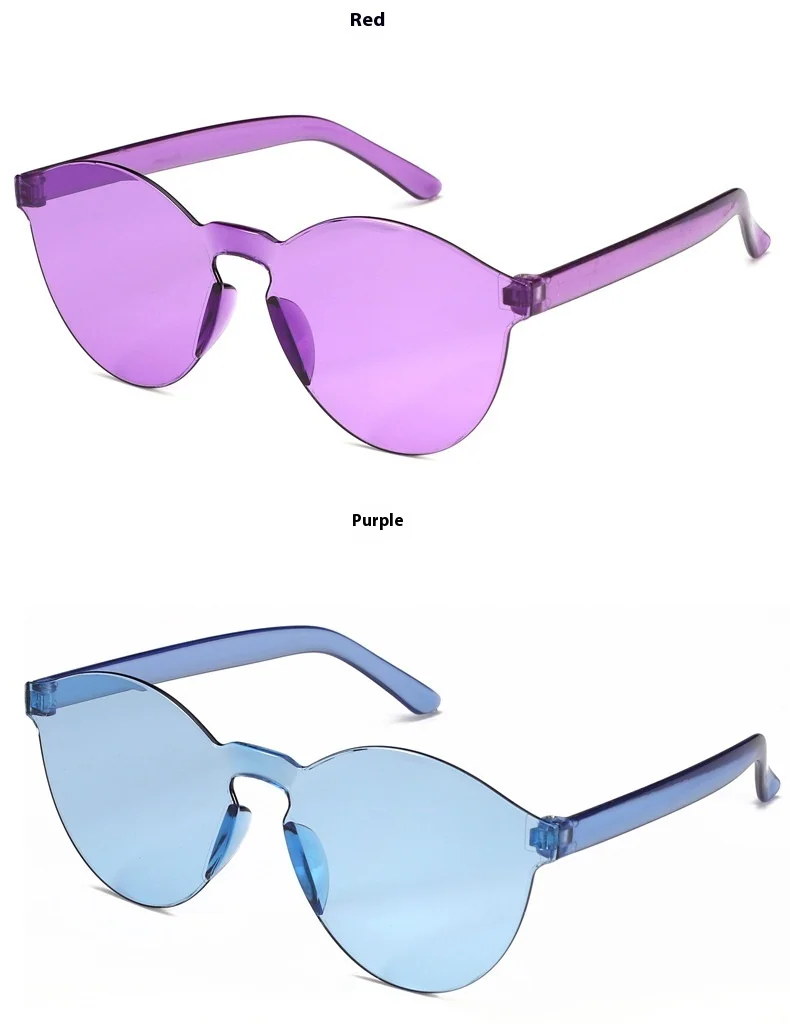 Neue rahmenlose einteilige Jelly transparente Sonnenbrille Candy Sonnenbrille einteilige Farbe – Detail 19