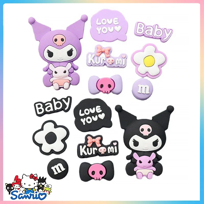 

Sanrios 5 шт. аксессуары Kuromi из мягкого ПВХ художественное украшение «сделай сам» для телефона семейная чашка для воды материалы для обуви аниме Мультяшные игрушки