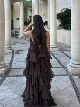 Pleated Tube Long Dress For Women 3D Flower Sleeveless Backless Draped Robe 2025 Summer Elegant Female Evening Parties Dresses 1