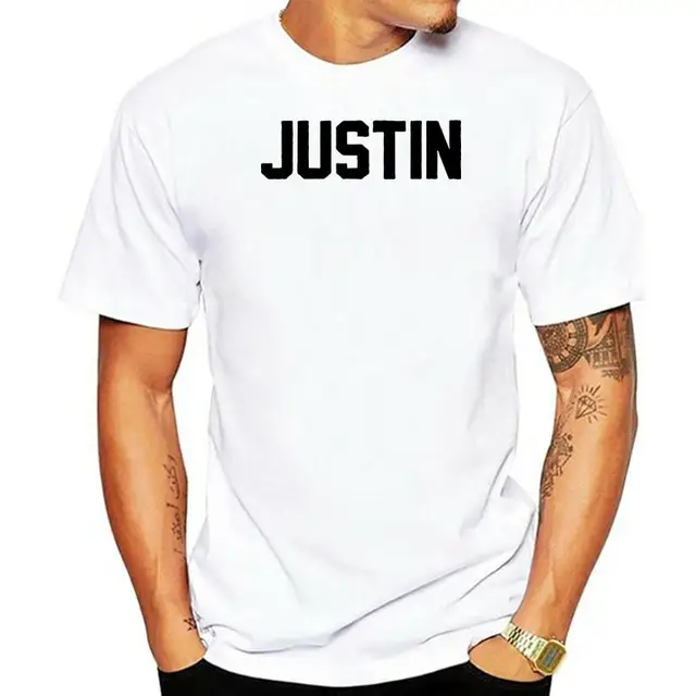 Justin Bieber O Neck JUSTIN Printed t shirt 1