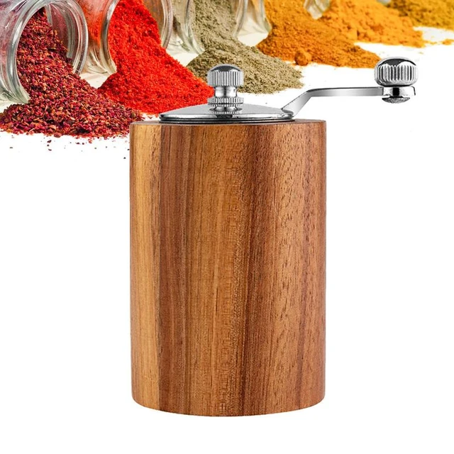 Black Pepper Grinder, Refillable Turkish Spice Mill with Adjustable Grinder,  Manual Pepper Mill with Handle, Spice Grinder Metal with Hand Crank,  Adjustable Coarseness Peppercorn Cracker, Silver 