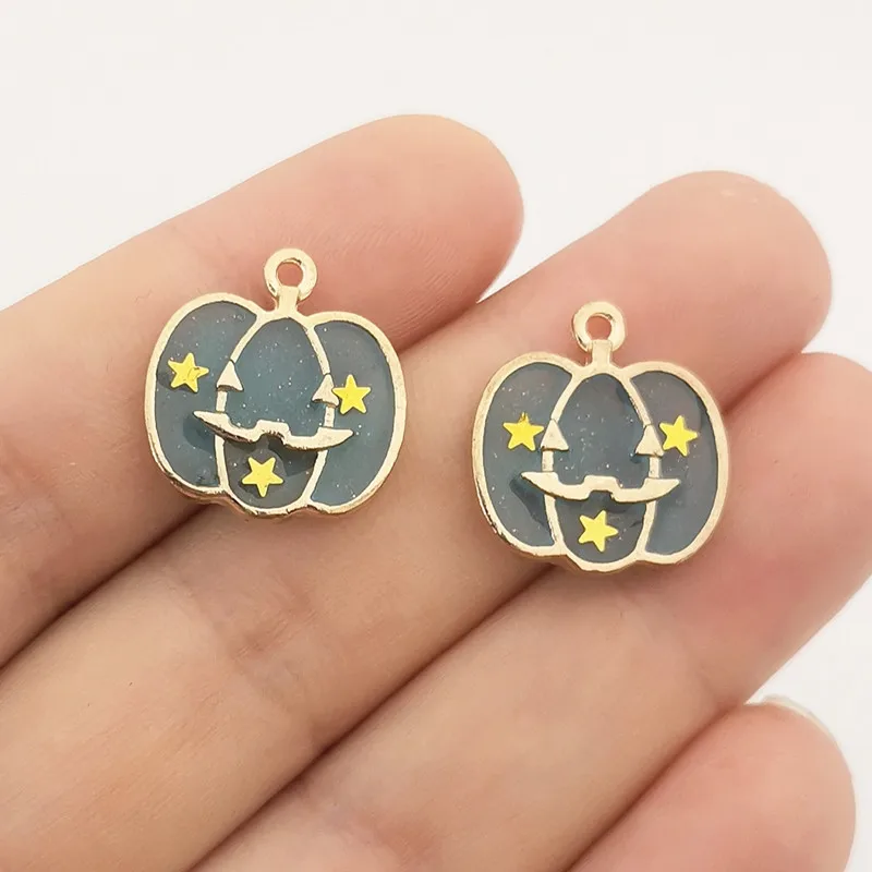 JINDINSP 8pcs 20*18mm Pumpkin Halloween Resin Charms for