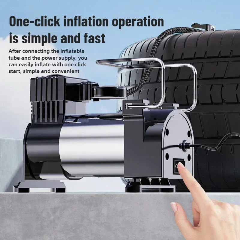 12V Car Tire Pump Cylinder Power System Car Electric Air Pump Heavy Duty Deluxe Portable Metal Air Compressor Tyre Inflator for air pump,electric tire inflator,air compressor pump,air compressor,tire inflator,inflatable pump