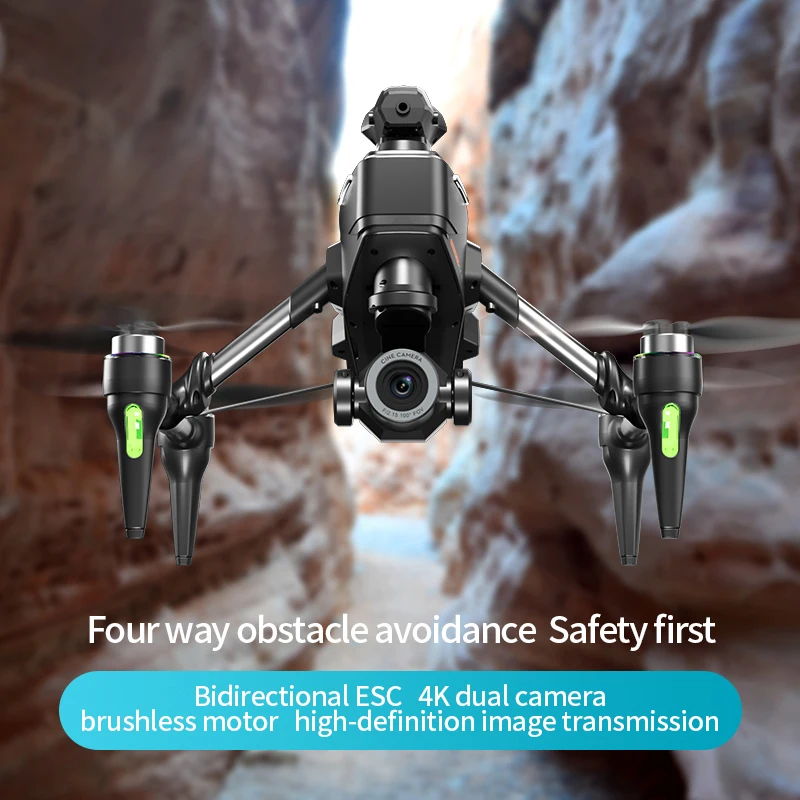 4K Dual Camera RC Drone Toy with Colorful Lights