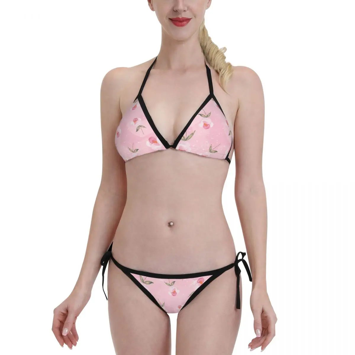 

Retor Wildflowers Flower Sexy Bikini New Swimsuit Women Halter Bather Swimming Suit Beach Wear