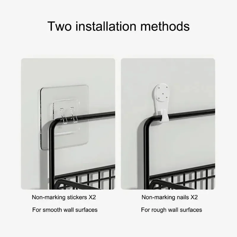 Wall Mounted Metal Wire Storage Organizer Baskets, Rectangular Display Hanging Basket, Countertop Bathroom Accessories Holder 5