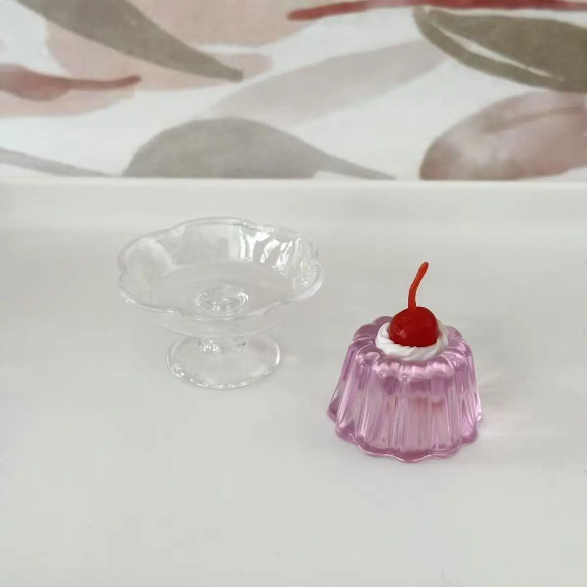 Фіолетовий стиль Showa Чайні прикраси Стародавній вишневий цвіт Сода Желе Брелок Клей Готовий продукт 2D Фотореквізит Eat Valley