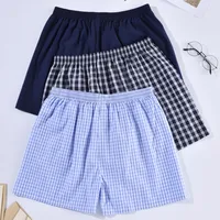Sous-vêtements pour hommes boxeurs Shorts décontracté coton sommeil caleçon Homewear hommes flèche culotte rayé Plaid ample sous-vêtement confortable 1