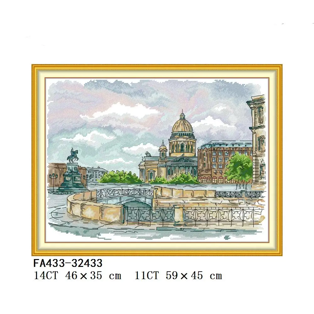 Joy Sunday cross stitch of Saint Petersburg Charles Bridge Blue Mosque Of Istanbul FA433 FA434 FA436