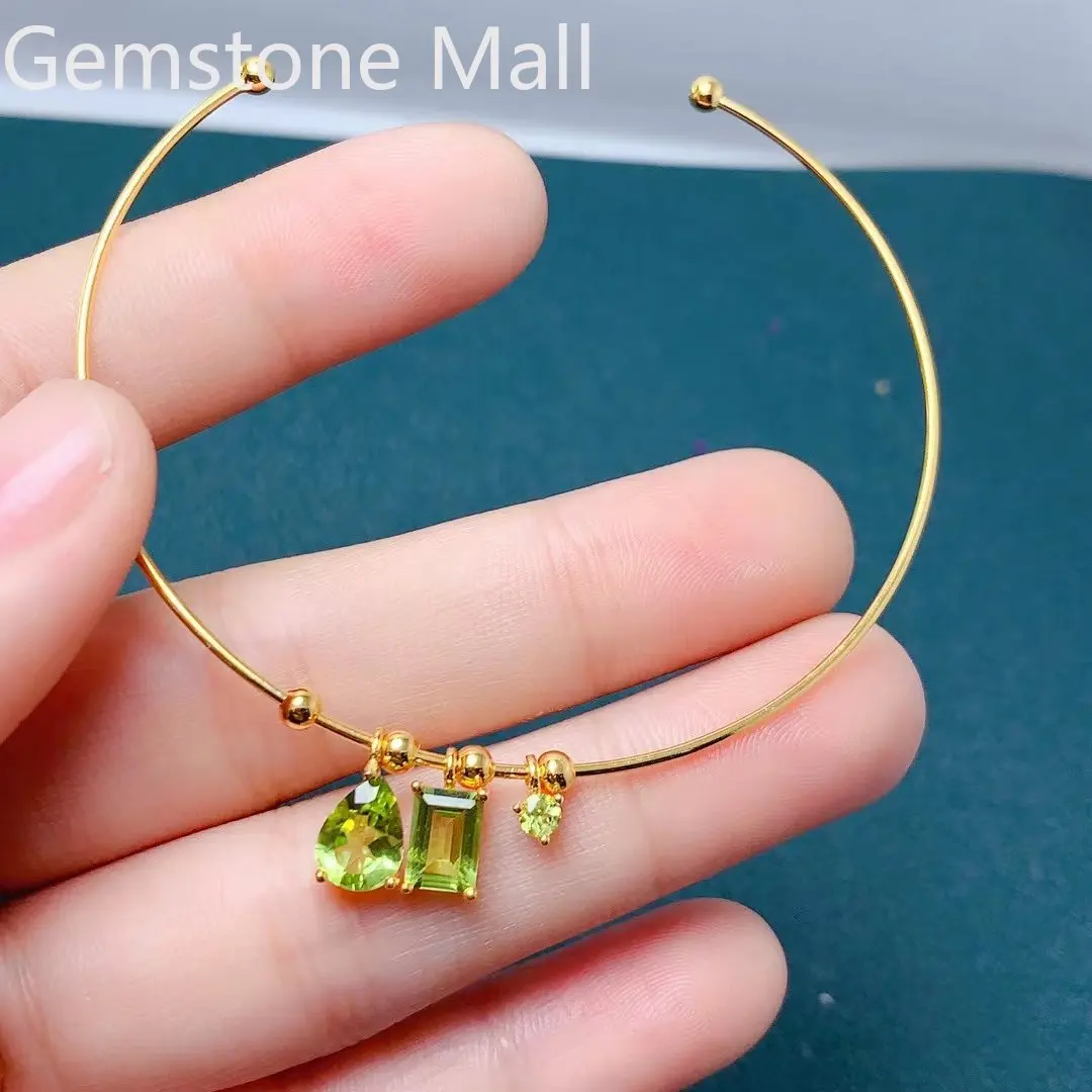 

Fashion Cute Gtemstone Bracelet for Woman 100% Natural Gemstone 925 Silver Bracelet No Fading 3 Layers 18K Gold Plating