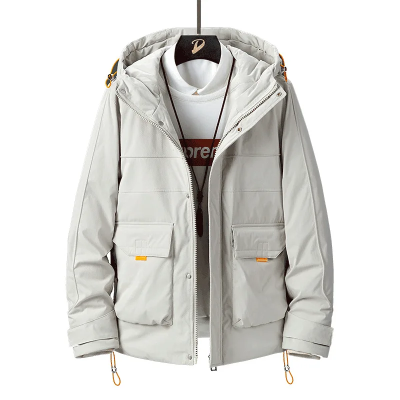 MRMT 2024 Brand New Men\'s Down Jacket White Duck Down Mid-Length Casual Versatile Warm Down Jacket Men\'s Hooded Jacket