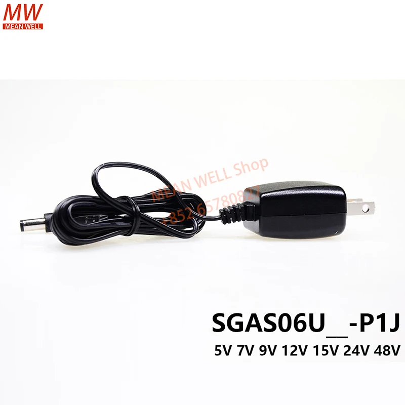 오리지널 MEAN WELL 6W AC-DC 고신뢰성 초소형 벽걸이형 산업용 전원 공급 장치 연장 코드 SGAS06U12-P1J