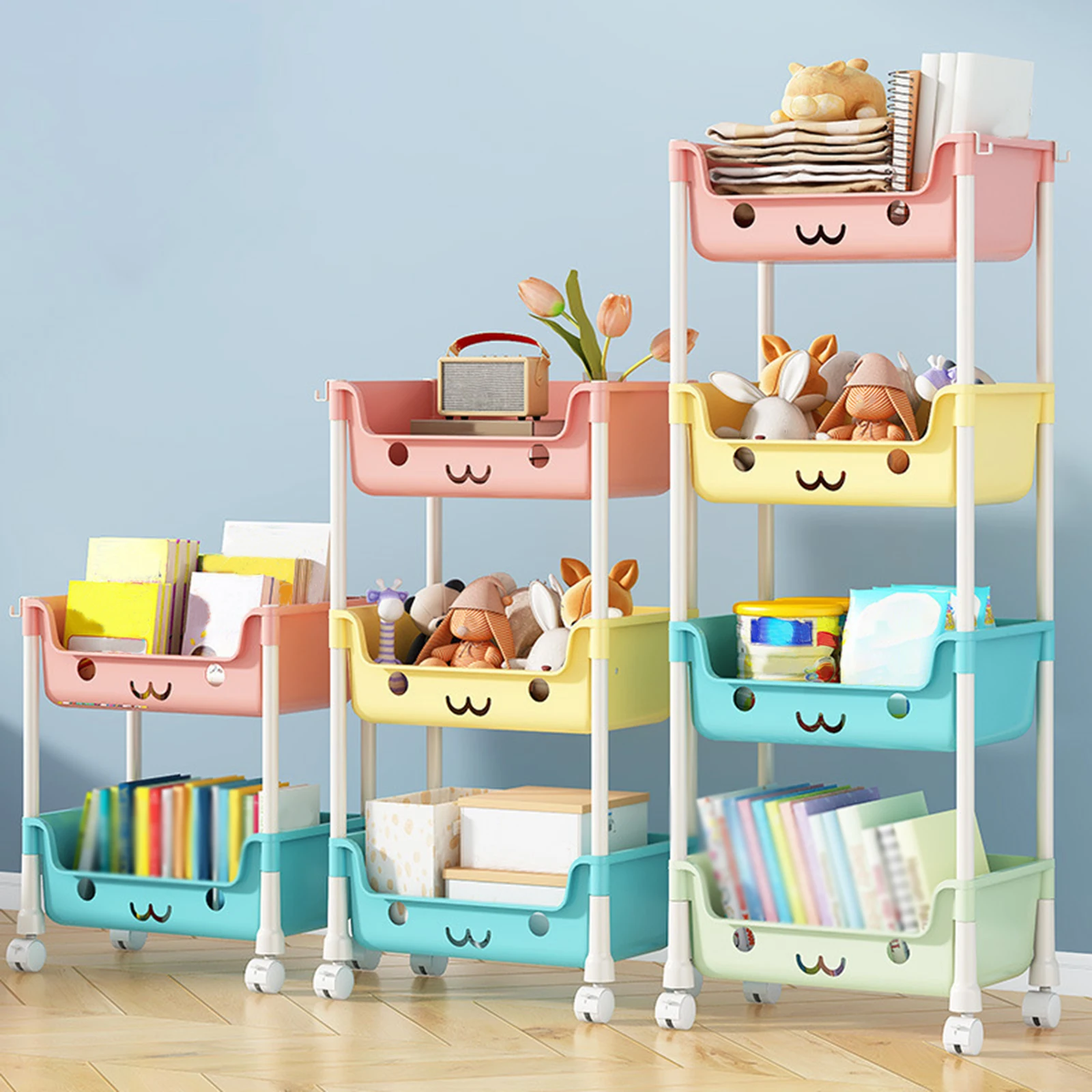 3 Tier Rolling Storage Carts with Wheels Storage Trolley Bathroom Organizer Cart for Bedroom Office Laundry Room Garage Kitchen