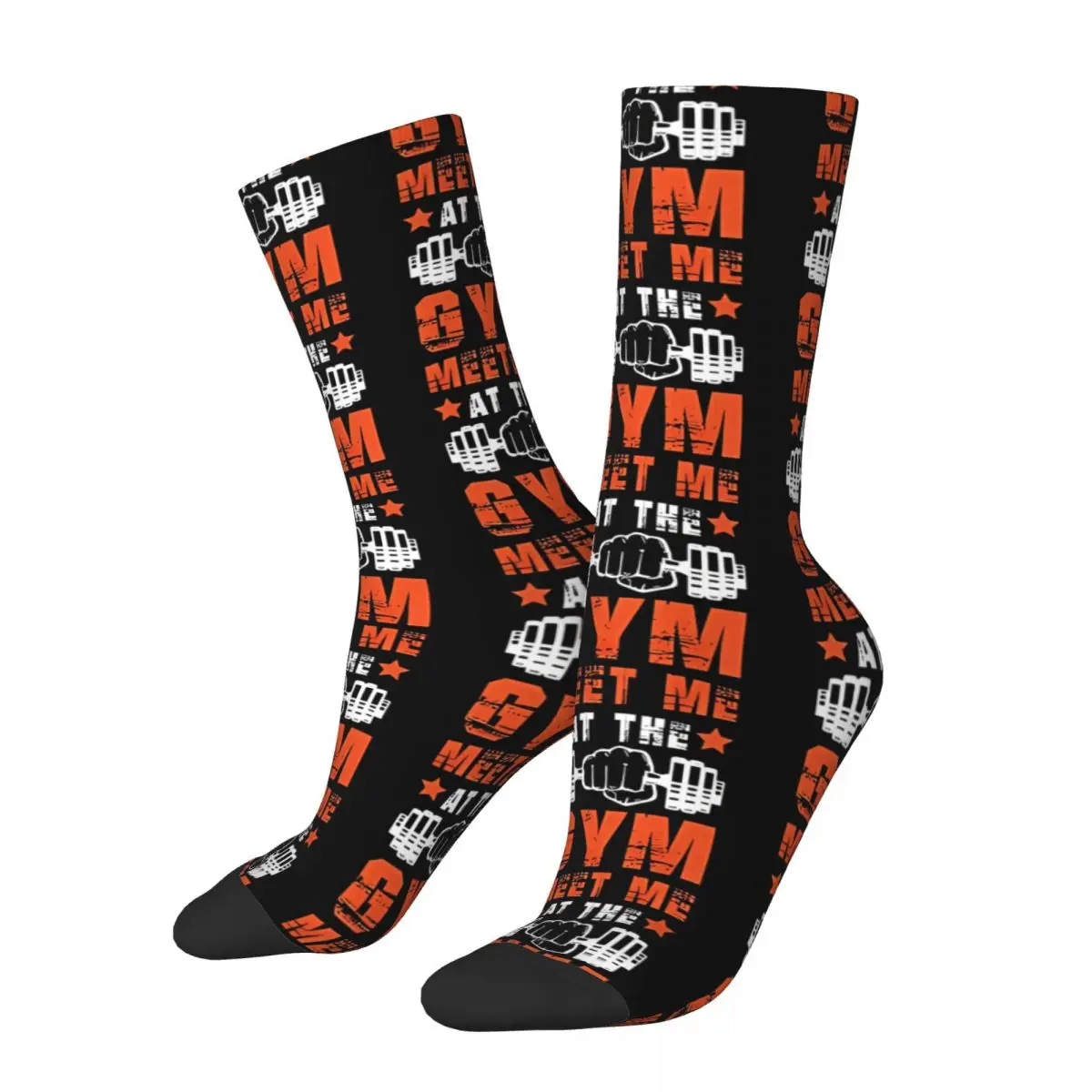 

Typography Bulk Design Meet Me At The Gym Socks Male Mens Women Autumn Stockings Polyester