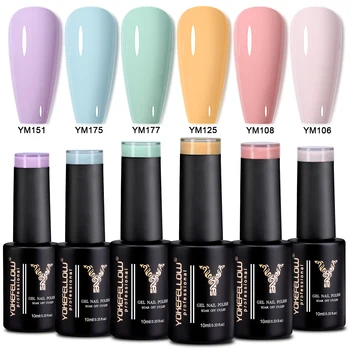 YOKEFELLOW 10ML Set di smalti per unghie gel Pastello Nude Rosa Purpel Blu 6 colori Primavera Estate Smalto per unghie Soak Off Gel Smalto per unghie Kit 1