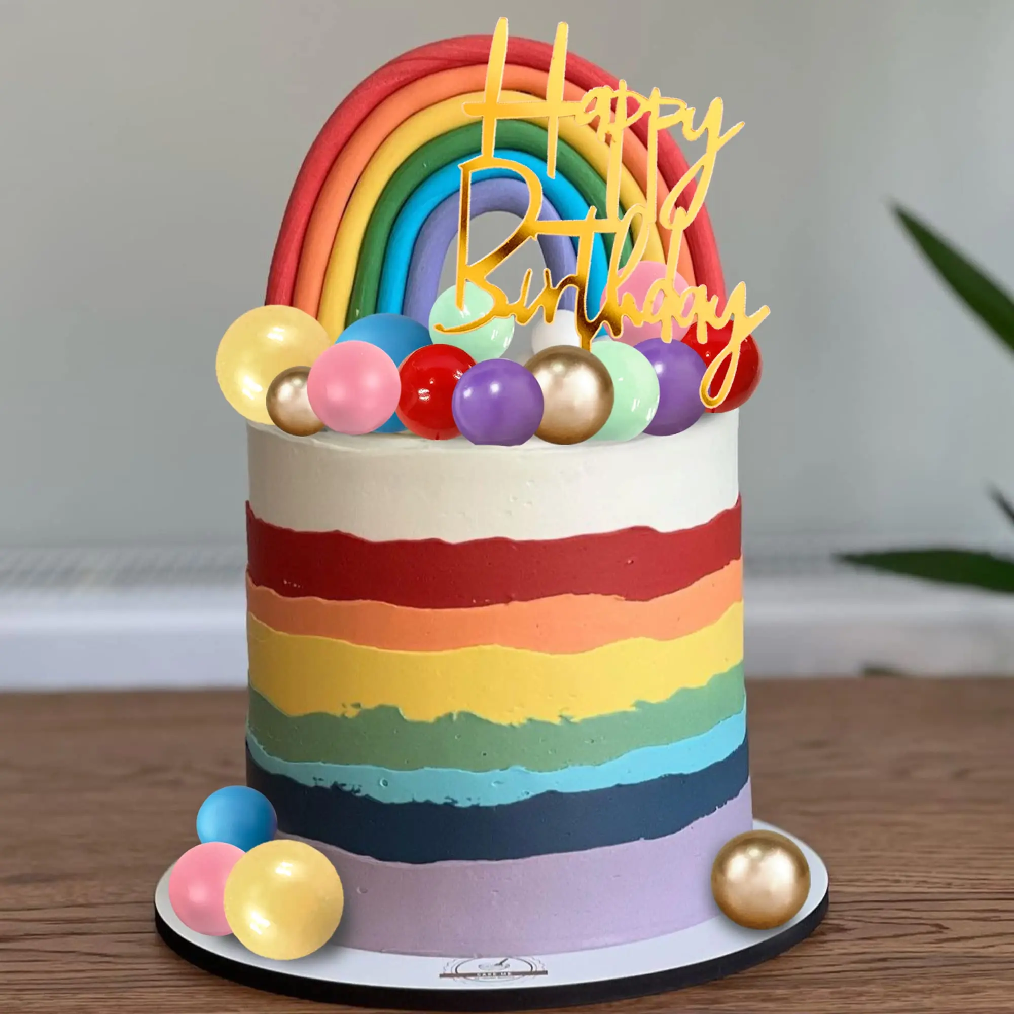 2 Topper Per Torta Arcobaleno A Forma Di Nuvola In Acrilico - Decorazioni Per Baby Shower, Compleanni, Color Oro/argento - 3