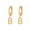 Initial earrings women Golden Color Letter Drop Hoop Earrings for Women French Glossy Initial Hoop Earrings Jewelry wholesale 1