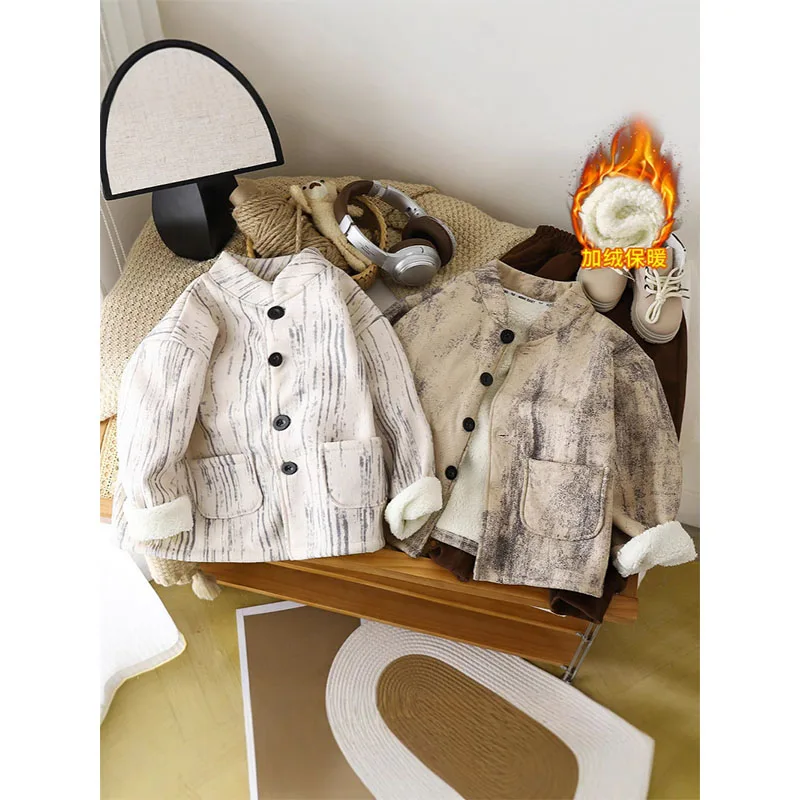 Boys Padded Jacket Winter Warm Coat Children's Cold Outerwear Autumn Fashion Cardigan Baby Long-Sleeved Single-Breasted Clothes