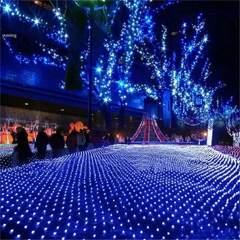 크리스마스 Garlands LED 문자열 크리스마스 그물 메쉬 조명 요정 크리스마스 파티 정원 웨딩 홈 장식 커튼 조명
