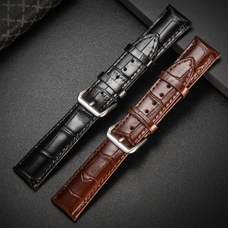 Bamboo Pattern Leather Watchband - Universal Adjustable Strap (18mm, 20mm, 22mm)