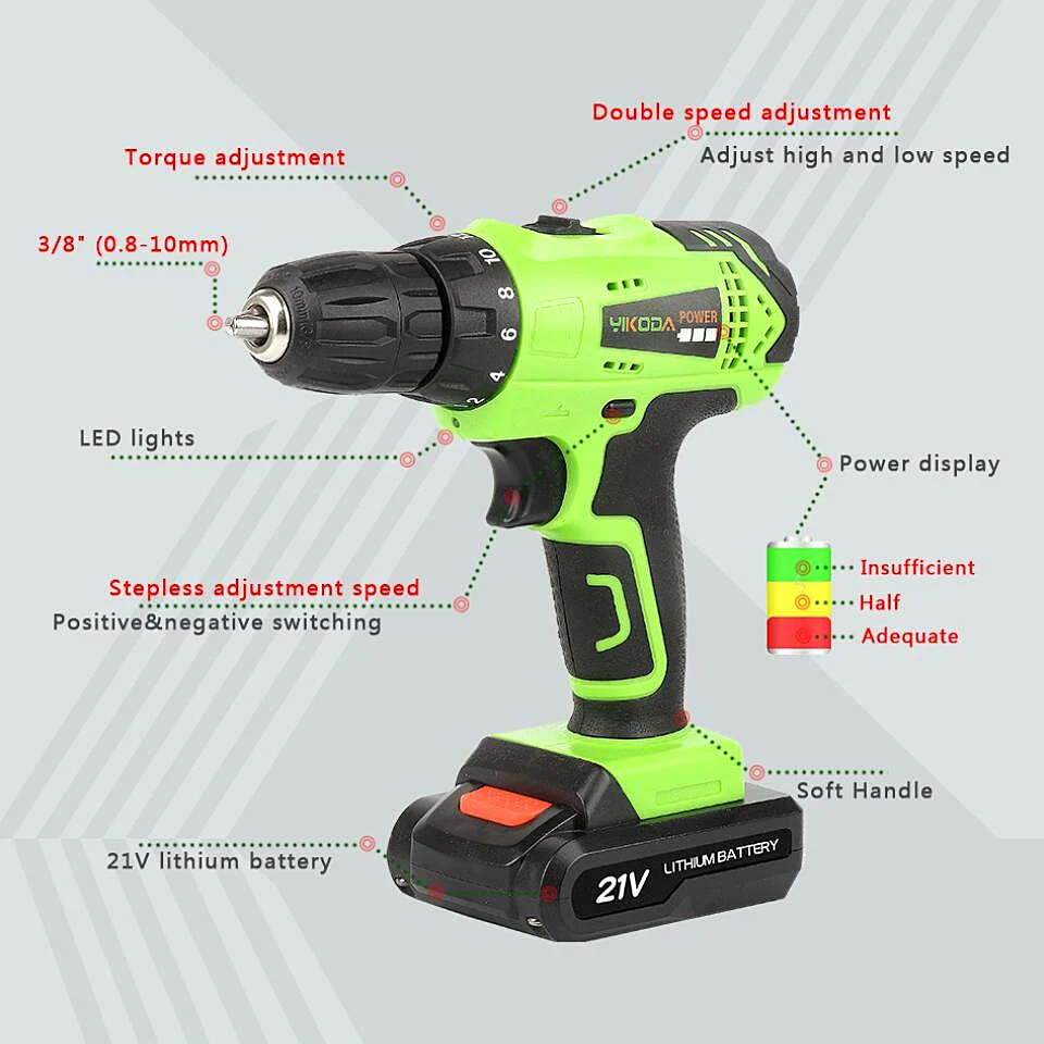 Electric Drill Cordless Screwdriver Lithium Battery Two-speed Mini Drill  Cordless Screwdriver Power Tools