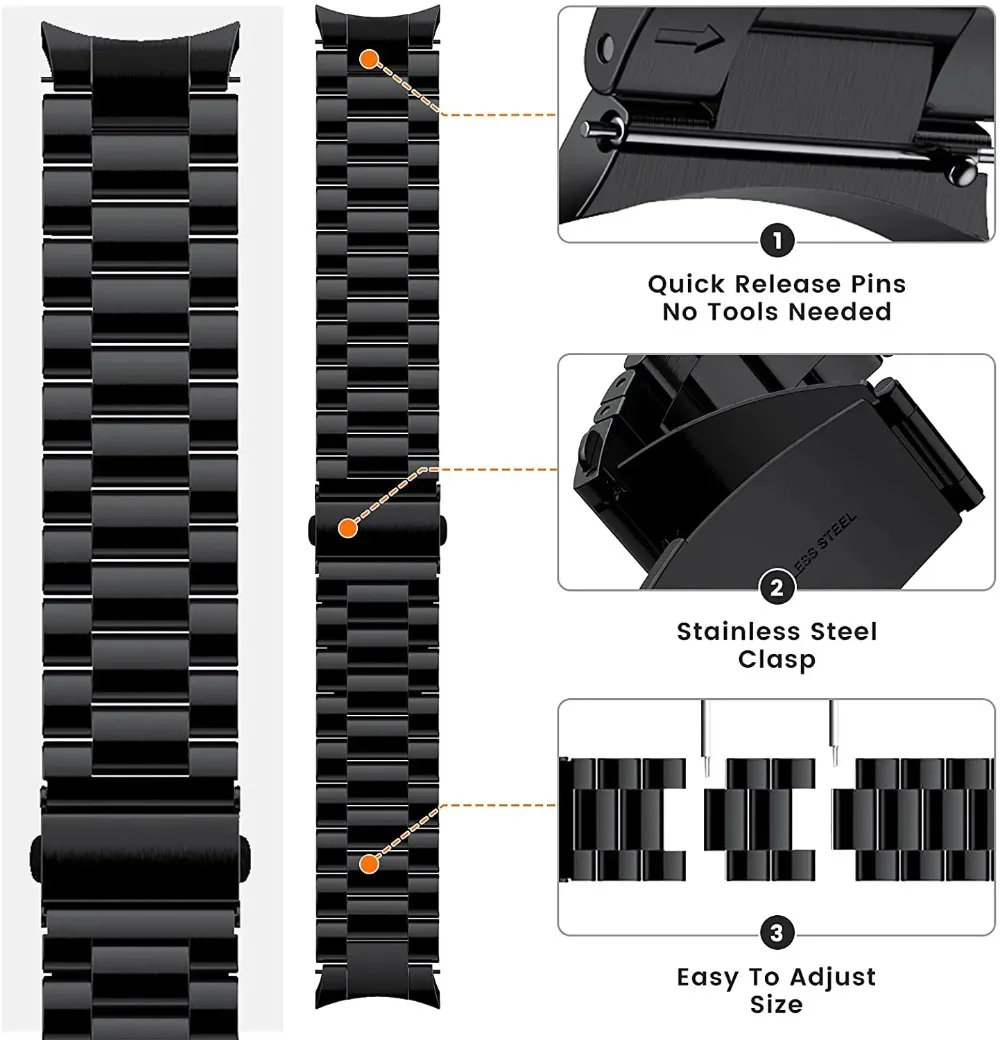 Stainless Steel No-Gap Metal Watch Strap Bracelet