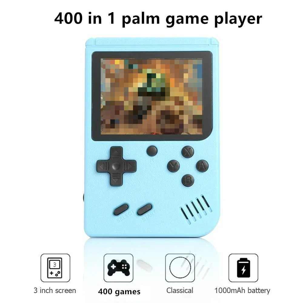 Console de jogos retrô com tela colorida de 3,0 polegadas, dispositivo portátil de jogos mini, pré-carregado com 400 jogos, presente para crianças foto 5