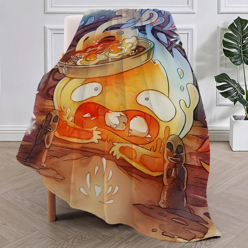 Anime Calcifer H-Howls M-Moving C-Castle Blanket Plush Nap Sofa rug for Room Warm Office Bedroom Birthday Home Travel Kid Gifts 3