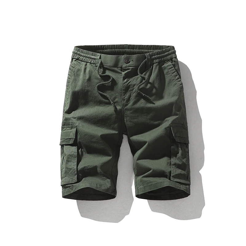 

Шорты мужские с эластичным поясом, повседневные однотонные модные штаны на шнуровке, Корейская версия, весна-лето 2024