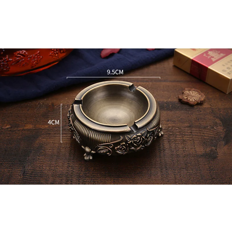 Metal Ashtray Mini Vintage Metal Ashtray with Embossed Flower for Outdoor and Indoor Use