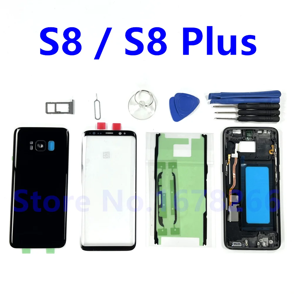 

For SAMSUNG Galaxy S8 Plus G950 SM-G955F G955 Full Housing Case Battery Back Cover S8+ Front Screen Glass Lens Middle Frame