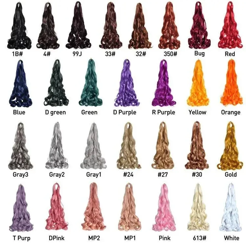 French Curl Braiding Hair 24”Synthetic Loose Wavy Braiding Hair Extensions French Curl Crochet Braids Hair Pre Stretched Bouncy 2
