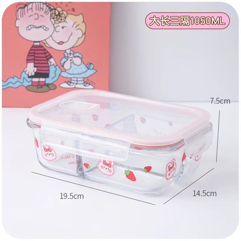 Glass Lunch Box Girl Heart Preservation Bowl Bento Box With Lid Bowl  Microwave Oven Heating Tropical Rice Preservation Box - AliExpress