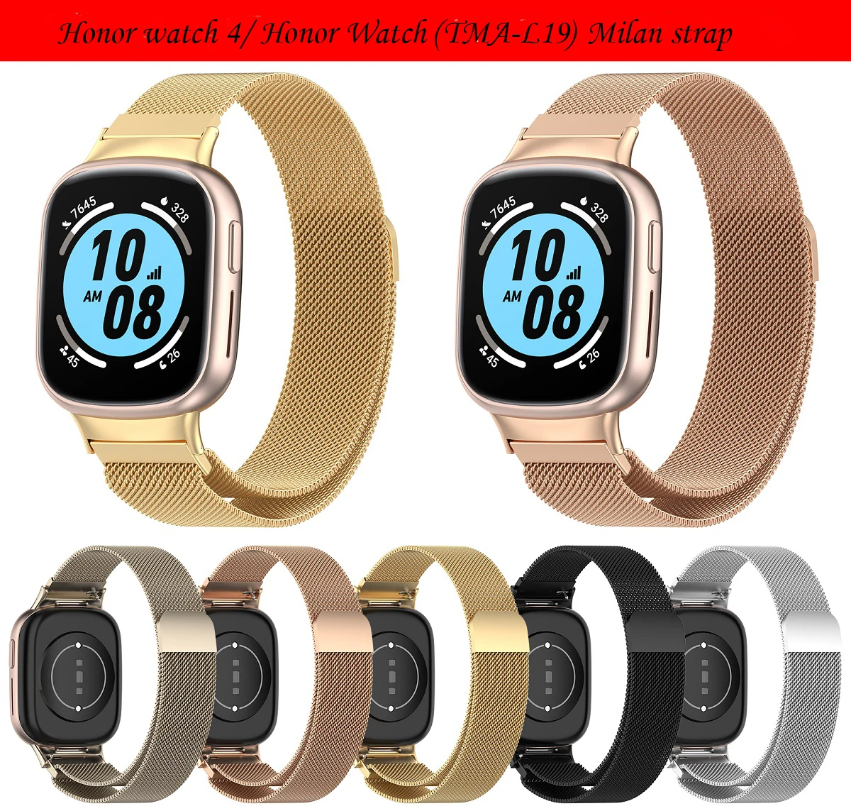 

For Honor Watch 4 Magnetic First Grain Milano TMA-L19 Bracelet 20mm Wristband Honor Watch4 TMA-L19 Replacement Band Watchstrap
