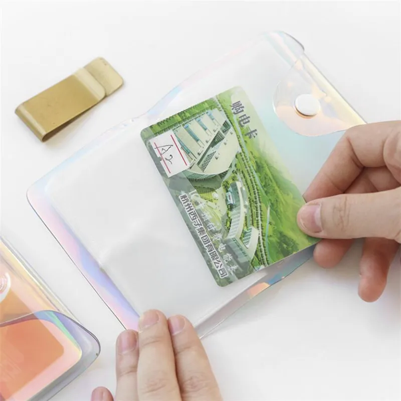 1PC Colorful Short Wallet Transparent Coin Purse Women Wallet Laser PVC Card Clear Short Purse Laser Holographic Women Clear