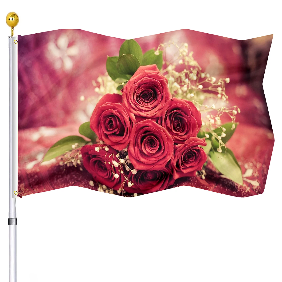 Red Rose Flag Love Floral Flower Per San Valentino Wedding Yard Flags House Indoor Party Outdoor Decor Flag Con 2 Occhielli