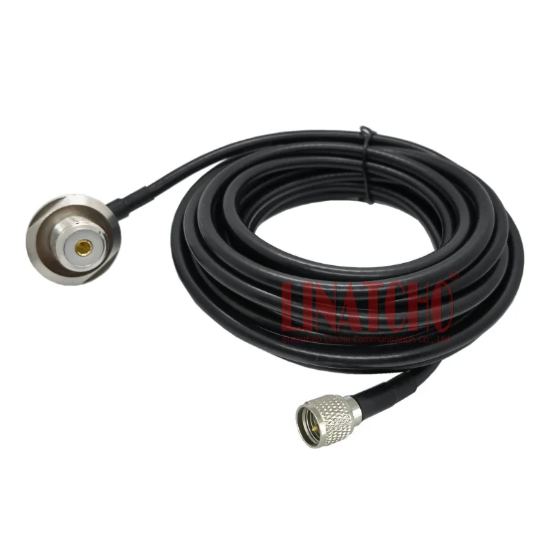 RG58U Right Angle SO239 to MINI UHF Male GM300 Mobile Car Radio Antenna PL259 Extension Cable