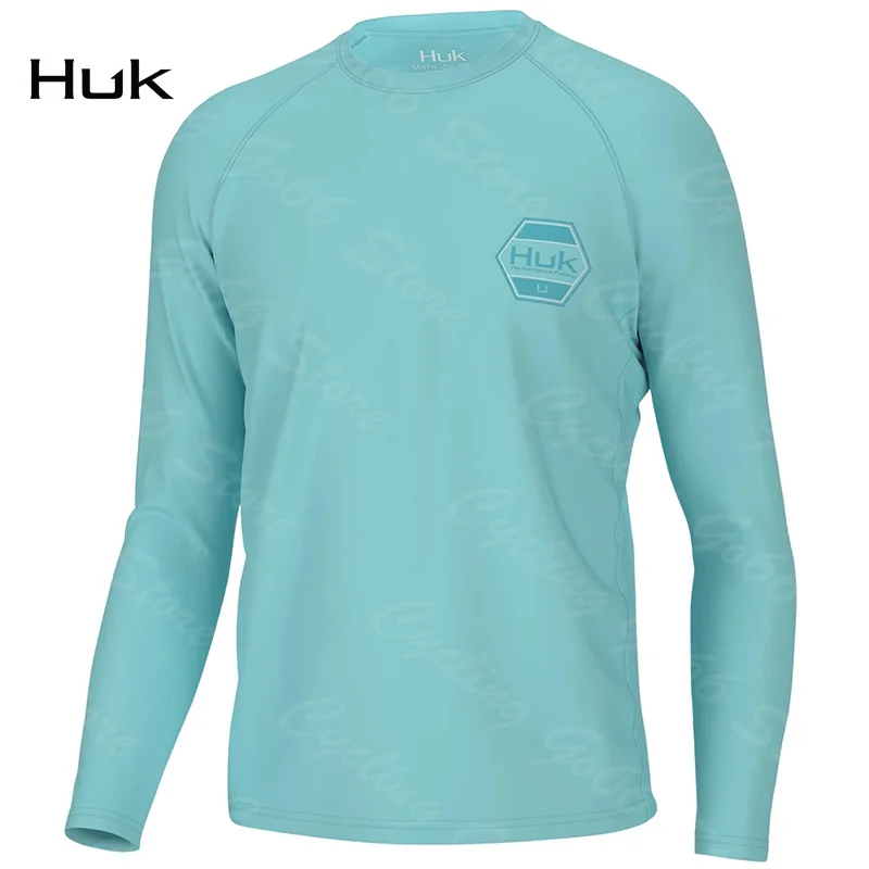 HUK Fishing Shirts for Men Quick Dry Fishing Apparel Protection Long Sleeve  Summer Outdoor UPF 50+ Plus Size Activities Tops