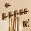 Self-adhesive Solid Wooden Hook Walnut Key Decorative Towel Holder Hook Door Hanger Wall Coat Rack Kitchen Bathroom Organizer 1