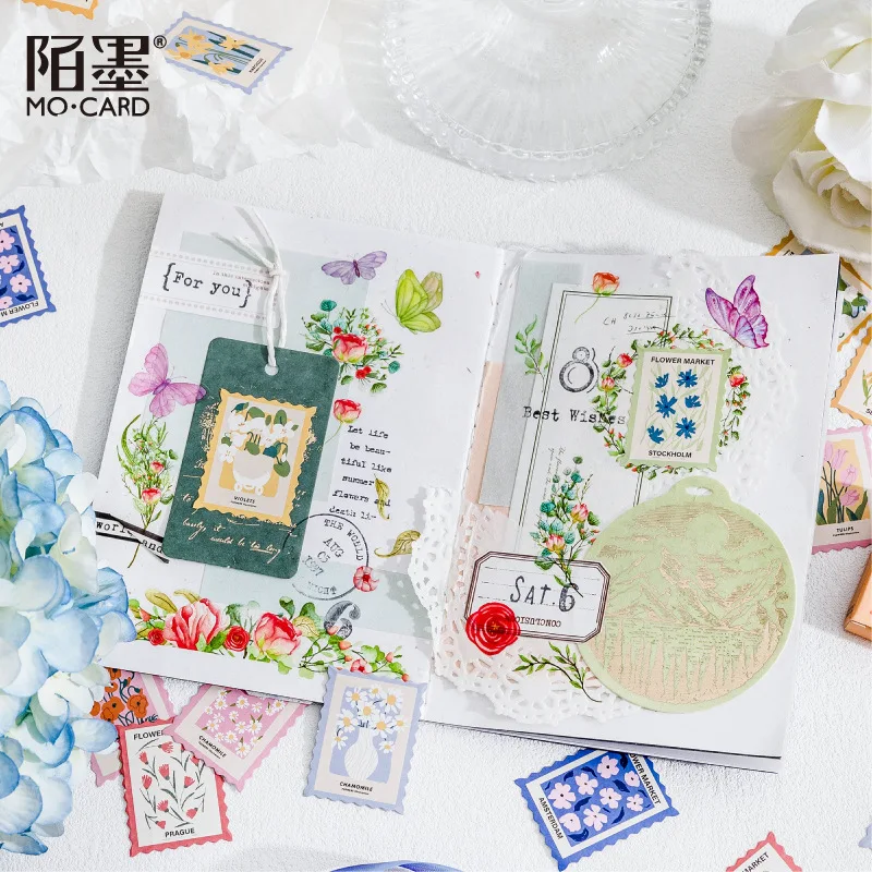 45 Pz/pacco Timbro Stile Fiori Adesivi Set Per Ufficiale Planner Fai Da Te Artigianato Scrapbooking Abbellimento Diario - immagine 4