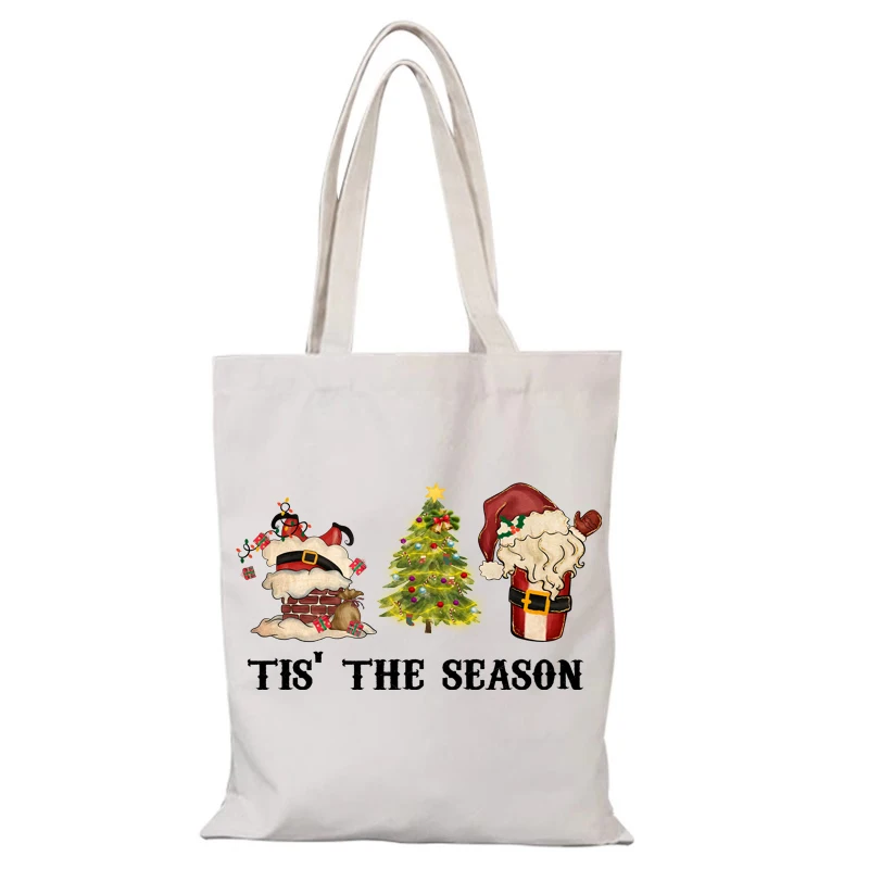 Neujahrsgeschenk Damen Umhängetasche Cartoon Stofftaschen Frohe Weihnachten Anime Einkaufstasche Canvas Sac De Courses Handtaschen Eco Shopper – Detail 10