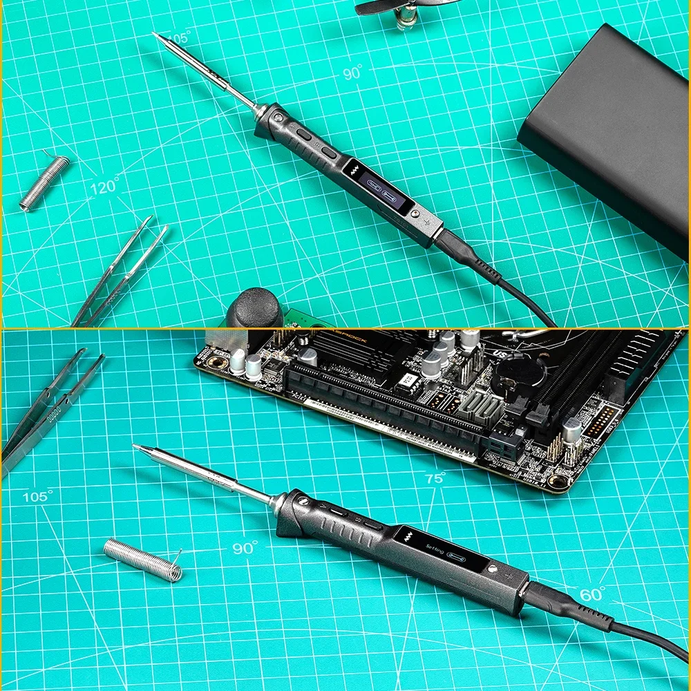 Original TS101 90W Digital Electric Soldering Iron LCD Programable Display Adjustable Temperature ts100 version no power supply 4