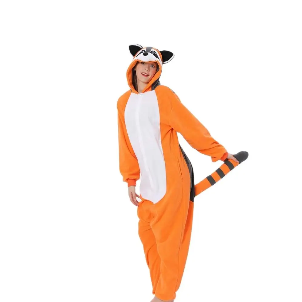 

Unisex the Orange Raccoon Costumes Onesies Monster Cosplay Pajamas Adult Pyjamas Animal Sleepwear Jumpsuit