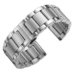 Premium Solid Stainless Steel Watch Band - Unisex Metal Bracelet Replacement Strap - 22mm (Middle Brushed)