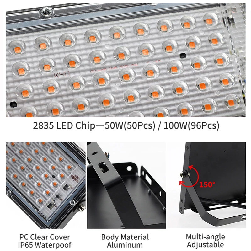 220V LED Grow Light 100W 200W 300W Full Spectrum Phyto Lamp For Plant Light Hydroponic Lamp Greenhouse Flower Seed Grow Lighting