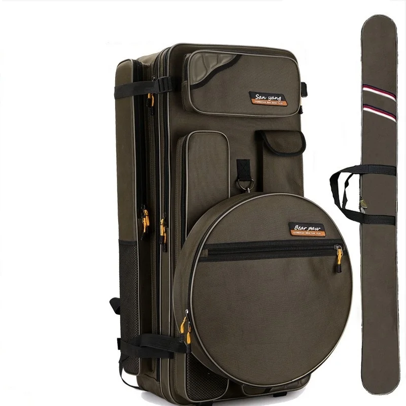 50L 65L Super Large Capacity Fishing Chair Bag Outdoor Fishing Gear Adult  Shoulder Backpack 168D Oxford Cloth Rod Bag Basket Bag