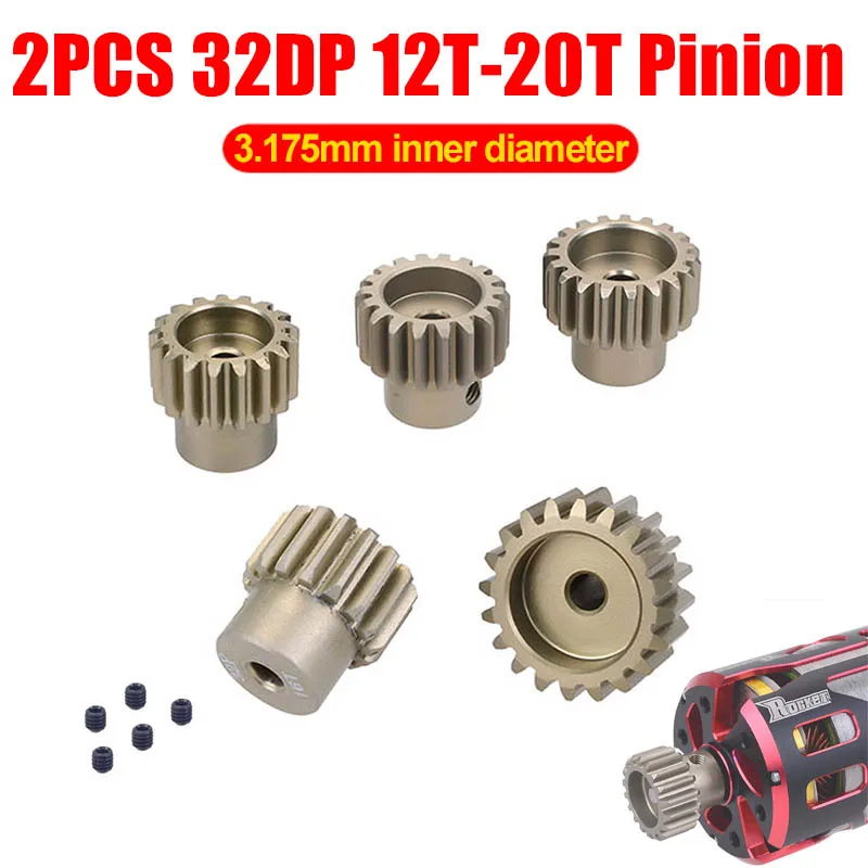 

2PCS Motor Pinion Gear 32P 3.175mm 12T-20T for 1/18 1/16 1/12 1/10 1/8 RC Buggy Monster Drift Off-road Crawler Car Truck