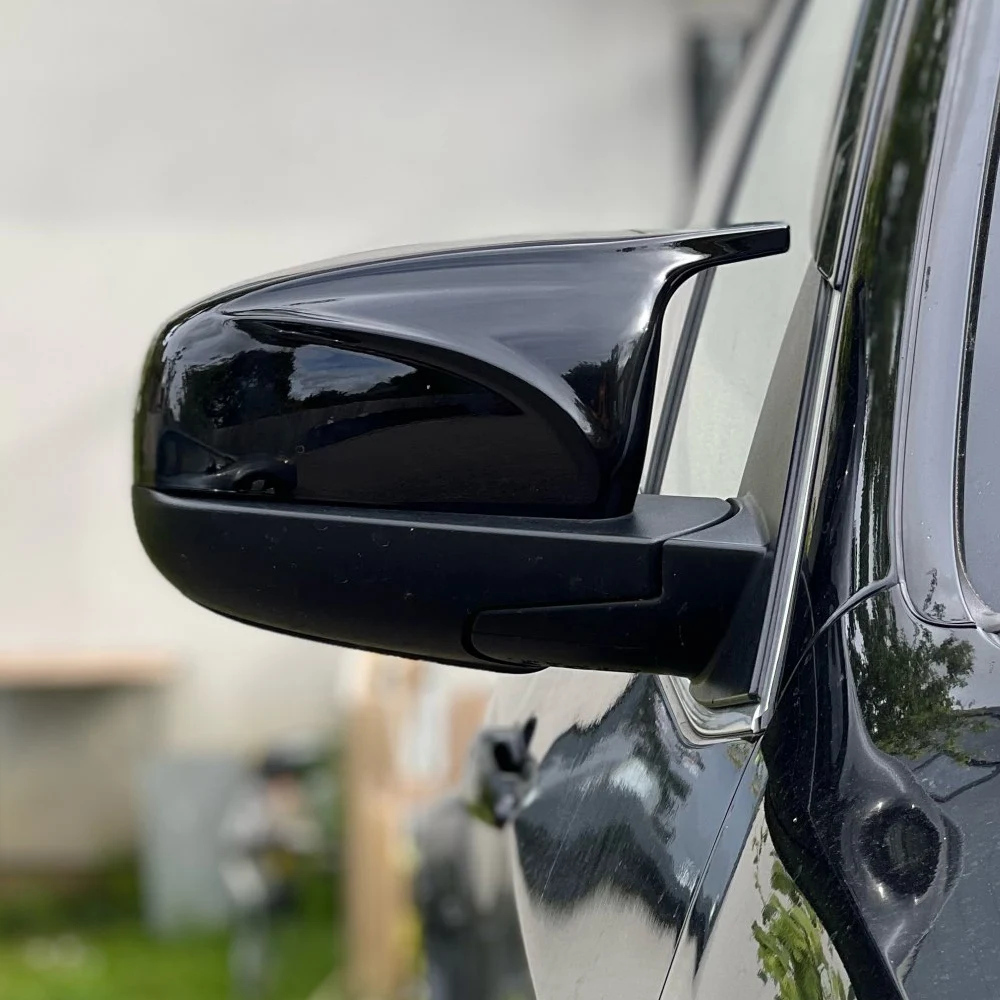 1 Paar Hornform M-Stil Rückspiegel für BMW X5 E70 X6 E71 2008-2013 Zubehör Kohlefaser-Stil schwarze Seitenspiegel-Abdeckkappen – Detail 22