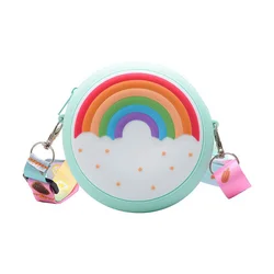 Silicone Rainbow Crossbody Coin Purse for Kids - Adjustable Strap Shoulder Handbag for Toddlers and Girls (Rainbow Blue)